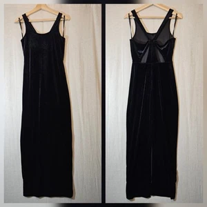 Vintage 90's Roberta Womens Black Velvet Dress Party Cut Out Nack Formal Evening - Picture 1 of 7