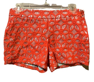 Женские красные кружевные шорты Judith March с цветочным узором бирюзовые плоские спереди Chino 3,5 дюйма размер S - Изображение 1 из 4