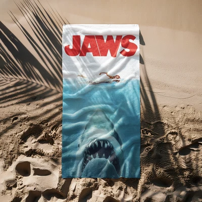 Toalla de playa Jaws - Póster de tiburón de Amity Island, toalla de baño de película retro Foto 1 de 4