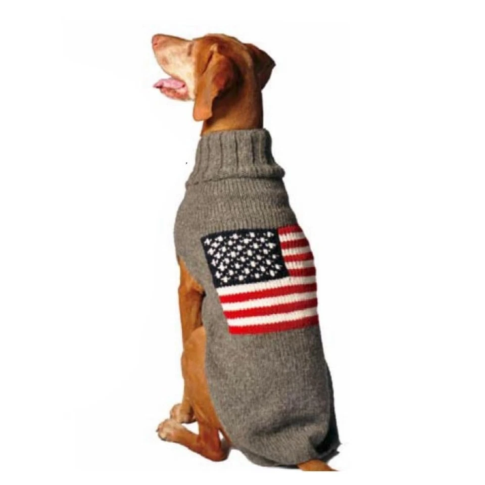 Chilly Dog American Flag Dog Sweater (X-Small) X-Small grey - Image 1 of 1