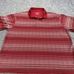 PGA Tour Polo Shirt XL Red Striped Golf Performance Polyester Short Sleeve Mens - Picture 1 of 10