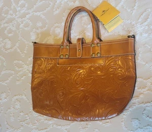 Patricia Nash Tooled Analia Leather Top Handle Bag With Strap Florence *NEW* - Picture 1 of 10