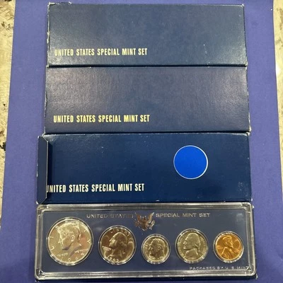 Lot Of 4 1965 US Special Mint Sets SMS Silver Half Genuine Govt Case and Box A+ - Image 1 of 4