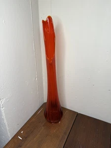 Enorme jarrón oscilante AMBERINA de 30" jarrón de mesa/piso de vidrio acanalado LE Smith vintage MCM - Imagen 1 de 14