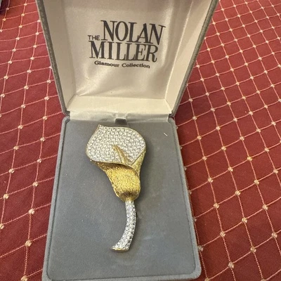 Винтажный. NOLAN MILLER СО СТРАЗАМИ ЛИЛИЯ FORAL БРОШЬ ЗАКОЛКА ЗОЛОТИСТЫЙ 3,5 «КРАСИВЫЙ  - Изображение 1 из 4