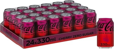 Coca Cola Cherry Zero Sugar 24 x 330ml Cans Fizzy Soft Drink - Image 1 of 4