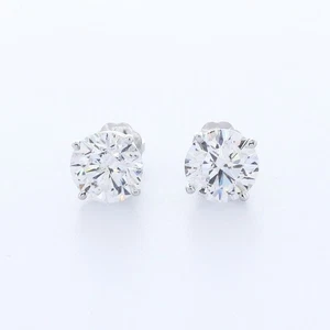 1.03ctw F SI2 Round Brilliant Natural Certified Diamonds White Gold Earrings - Picture 1 of 9