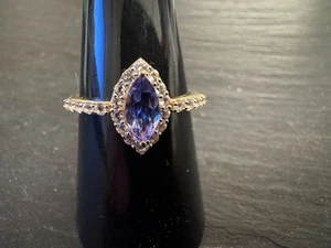 Tansanit + Topas ca 1,07 Carat Ring Gr 18 (57) Ring 925 Silber vergoldet - Bild 1 von 7