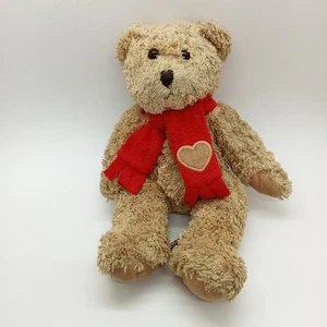 Bufanda roja vintage M&S con corazón oso de peluche juguete suave de 8" 2704 005 - Imagen 1 de 6
