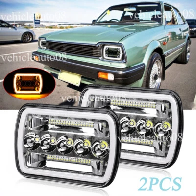 2 PIEZAS 7x6" Faros LED DRL Intermitente Ajuste Honda 1982-1985 Civic 86-89 Accord Foto 1 de 4