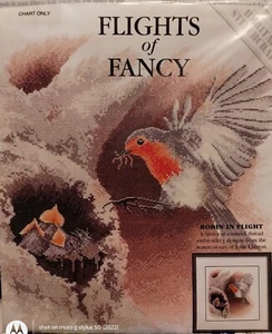 HERITAGE STITCHCRAFT JOHN CLAYTON ROBIN IN FLIGHT CROSS STITCH CHART, NOS - Picture 1 of 3