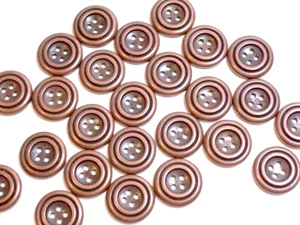 Bronzetone Round Buttons 4 Hole Metal Coated New Old Stock 3/4" x 1 Piece Bin B - Picture 1 of 5