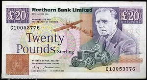 northern bank ltd Belfast £20 Twenty Banknote Ferguson Tractor 1988 to 1996 - Picture 1 of 13