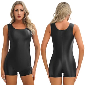 Damen Body ÖL Glanz Kurz Overall Einteiler Bodysuit Fitness Sportbody Jumpsuit - Bild 1 von 111
