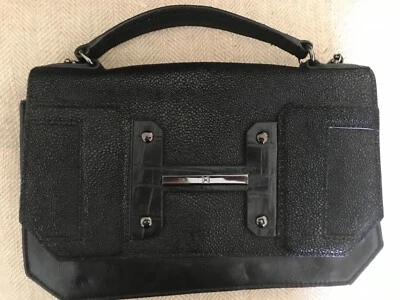Bolso de mano HALSTON Heritage cuero negro raya ¡EXCELENTE ESTADO!  Foto 1 de 4