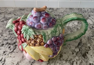 Fitz and Floyd Calypso Fruit Tea Pot 40 oz 1988 - Picture 1 of 6
