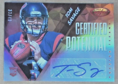 FB Tom Savage 2014 Certified Potential AU Mirror Red 33/49 Houston Texans - Image 1 of 2