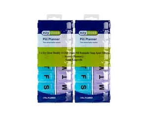 2 x Ezy Dose Weekly 14-Day Duets Pill Reminder Snap Apart Design Assorted Colour - Picture 1 of 7
