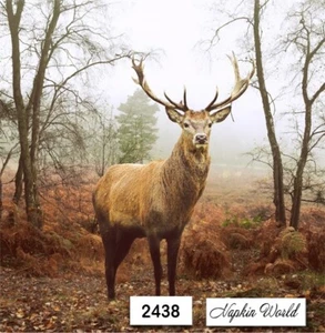 (2438) TWO Paper LUNCHEON Decoupage Art Craft Napkins - AUTUMN DEER BUCK STAG - Imagen 1 de 3