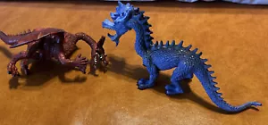 Red Dragon + Blue 2 headed dragon Figure Lot Of 2 - Picture 1 of 6