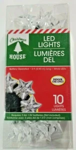 Star String Lights Clear White Battery Operated Indoor 10 Count Decorating - Picture 1 of 3