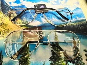 GAFAS DE SOL EXTRA GRANDES XXL ESTILO AVIADOR LENTES TRANSPARENTES MODA CON MARCO PLATEADO - Imagen 1 de 2