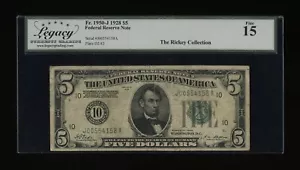 DBR 1928 $5 FRN Kansas City Numeral Fr. 1950-J Legacy 15 Serial J00554158A - Picture 1 of 2