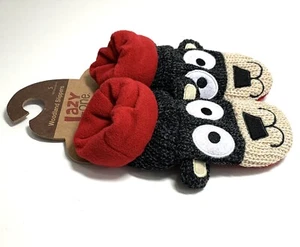 Kid Slippers Sz 4-9 Black Bear Slipper Fleece Non-Skid Cozycore Woodland NEW W1 - Picture 1 of 8