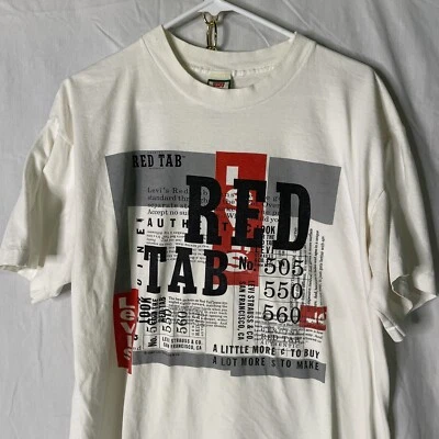 De Colección 1994 Levi's Jeans Rojo Pestaña Grande Blanco Camiseta Punto Único EE. UU. Pantalones Denim Foto 1 de 4