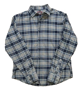 UNTUCKit Sonoraan Blue Gray Flannel Plaid Long Sleeve Shirt Mens Sz M NICE! - Picture 1 of 5