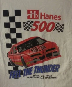Hanes 500 Martinsville Speedway 4-25-93 Feel The Thunder White Hanes XL T-Shirt - Picture 1 of 5