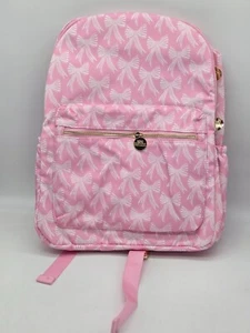 Kenz Kustomz Backpack Pink w/ White Bows Gold Zippers New Tablet Pocket--D - Picture 1 of 4