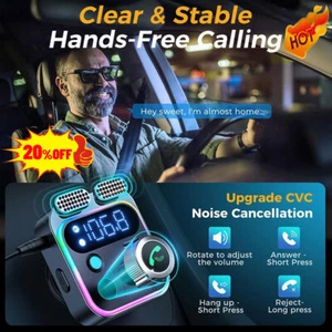 Bluetooth 5.3 FM Transmitter, KFZ Aux Bluetooth Auto Radio Adapter. - Bild 1 von 10