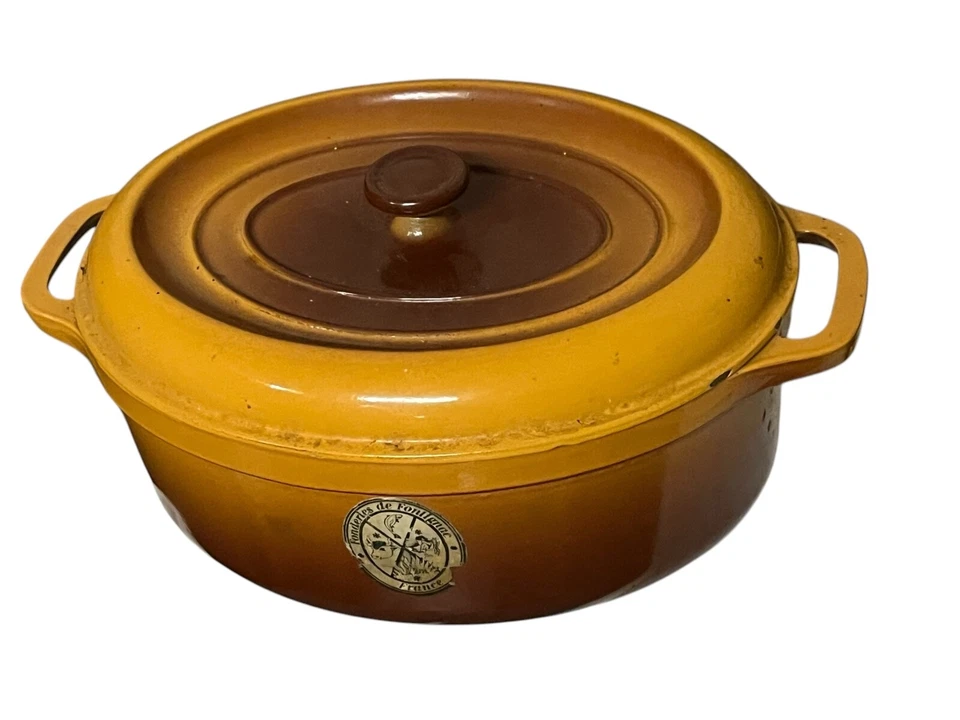 ANCIENNE MARMITE CASSEROLE COCOTTE FONTE DE FONTIGNAC PAS LE CREUSET PLAT A FOUR - Photo 1/4