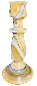 Portacandele conico in pietra di alabastro intagliata a mano italiano - Foto 1 di 10