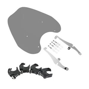 Smoke Windshield & 4Pcs 39mm Quick Release Clamps Fit For Harley Dyna 91-05 - Picture 1 of 12