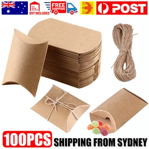 100pcs Candy Boxes Pillow Favor Gift Box Wedding Party Favour Kraft Paper - Picture 1 of 12