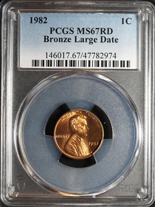 1982 Bronze Large Date Modern Lincoln Cent PCGS MS67 RD #2974 - Picture 1 of 4