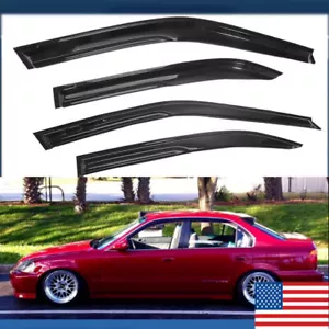 Para 96-00 Honda Civic sedán de 4 puertas estilo Mugen 3D visera ventana teñida ondulada 4 piezas EE. UU. - Imagen 1 de 16