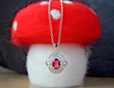 Halskette mit Strassstein Geburtstags Weihnachts Geschenk Versilberte Kette Neu - Bild 1 von 3