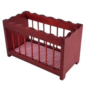 Puppenhaus Miniatur Babybett Mahagonitöne 1:12 - Bild 1 von 7