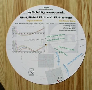 Cartridge Protractor for Fidelity Research FR-14/24/24 Mk2 & FR-54 Tonearms - Picture 1 of 8
