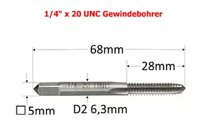 Einschnittgewindebohrer / Gewindeschneider HSS - UNC 1/4" Zoll - 20 - Bild 1 von 3