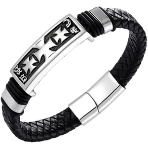 1PC Stylish Bracelet Braided Leather Bracelet Leather Cuff Bracelet Cuff Bangle - Picture 1 of 12