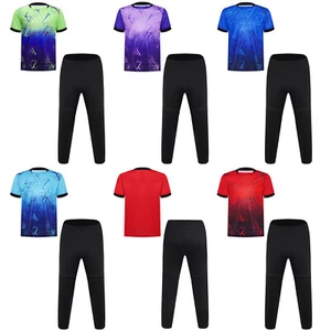 Boy Sports Set Football Training Geometric Print T-shirt with Goalkeeper Pants - Picture 1 of 40