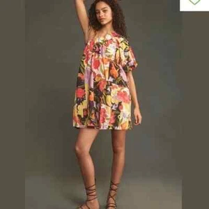 Yukiko Noritake x Anthropologie One-Shoulder Mini Shift Dress Size Small - Picture 1 of 10