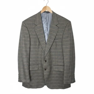LANDS' END 46L 100% Lambswool Tiroler Loden Plaid Wool Sports Coat Blazer USA - Picture 1 of 15