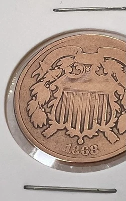 1868 two cent piece old copper US coin - Image 1 of 4