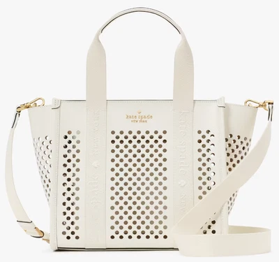 Kate Spade Kip Ivory White Perforated Leather Tote Bag KL055 Purse NWT $369 MSRP - Image 1 of 4