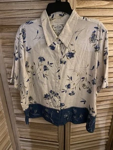 Top para mujer Tanrums talla XL manga corta cuentas y bordado floral con botones - Imagen 1 de 4